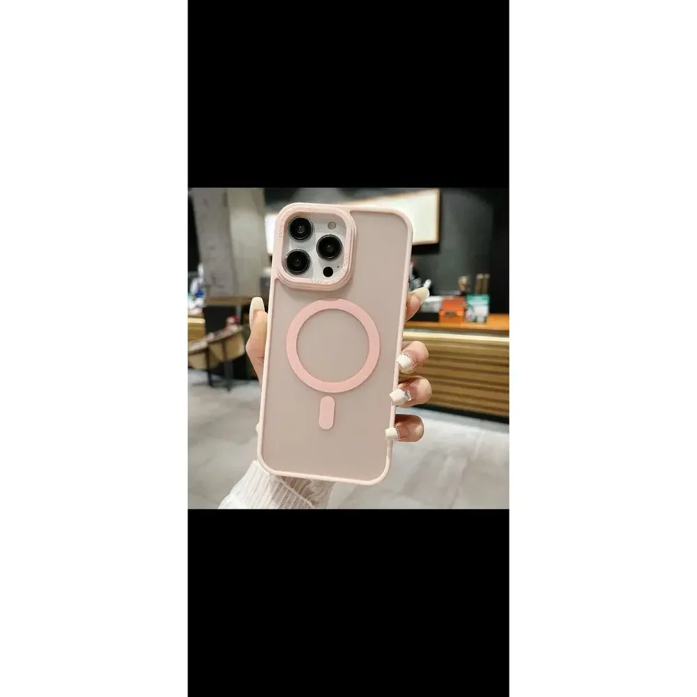iPhone 15 14 13 Case Magsafe Compatible Shockproof Light Pink FNTCASE Matte